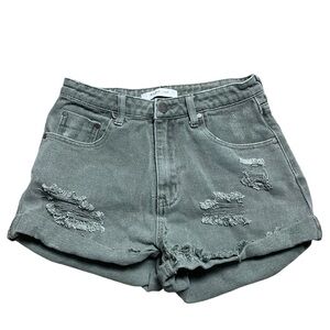 Mustard Seed High Rise Distressed Denim Green Shorts Small / 26